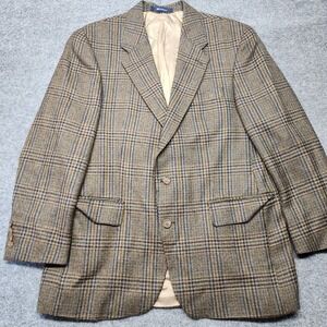 Vintage Chaps Ralph Lauren Lord & Taylor 100% Wool Blazer Size 43 R Glen Check